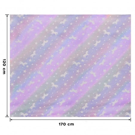 Manta mágica infantil polar Lila con Unicornios Fluorescente 170x120