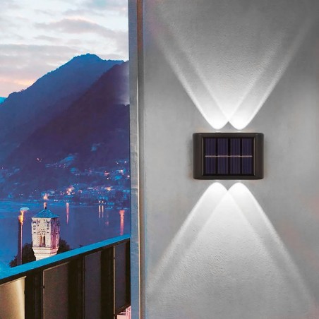 Pack 2 apliques LED recarga solar para exterior IP66 Luz Fría