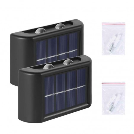 Pack 2 apliques LED recarga solar para exterior IP66 Luz Fría