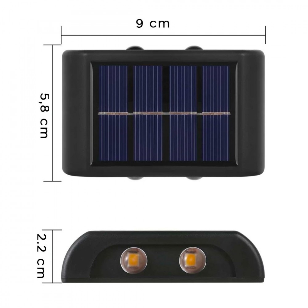Pack 2 apliques LED recarga solar para exterior...