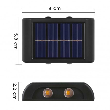 Pack 2 apliques LED recarga solar para exterior IP66 Luz Fría