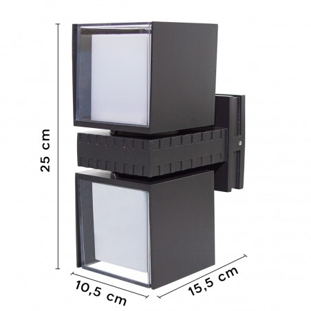 Lámpara de pared LED 24W cubo de luz cálida para exteriores giratoria 350 °
