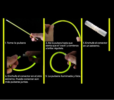 Set de 15 pulseras de colores fluorescentes que brillan en la oscuridad GLOW IN THE DARK