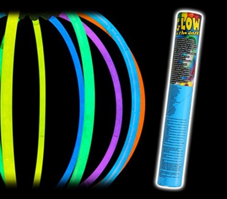 Set de 15 pulseras de colores fluorescentes que brillan en la oscuridad GLOW IN THE DARK