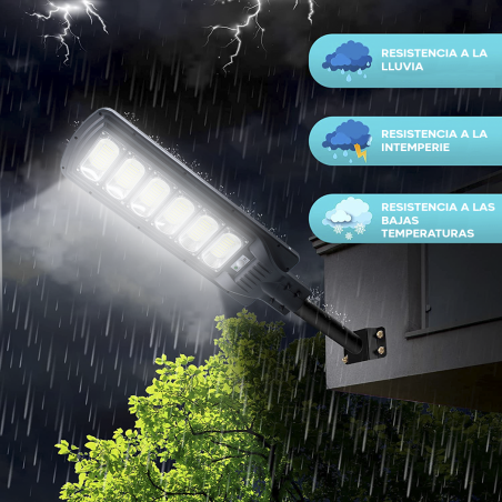 Farola de carga solar 250W con sensor de movimiento y mando a distancia