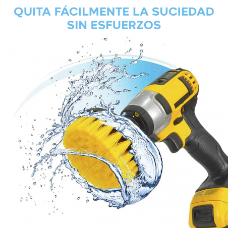 Set 3 Cepillos para taladro eléctrico set de limpieza amarillo con cerda dura