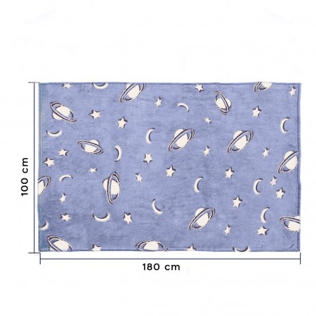 Manta mágica infantil Manta color Lavanda con planetas fluorescentes 100x180
