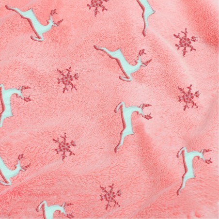 Manta mágica infantil polar Rojo con Renos Fluorescentes 100x170