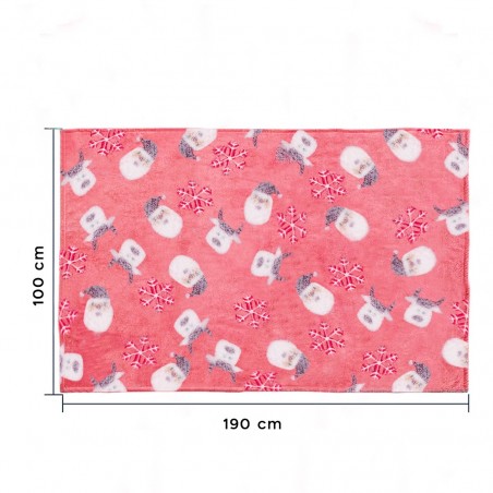 Manta mágica infantil Polar Rojo Reno Fluorescente y Papa Noel