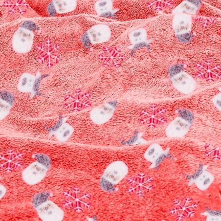 Manta mágica infantil Polar Rojo Reno Fluorescente y Papa Noel