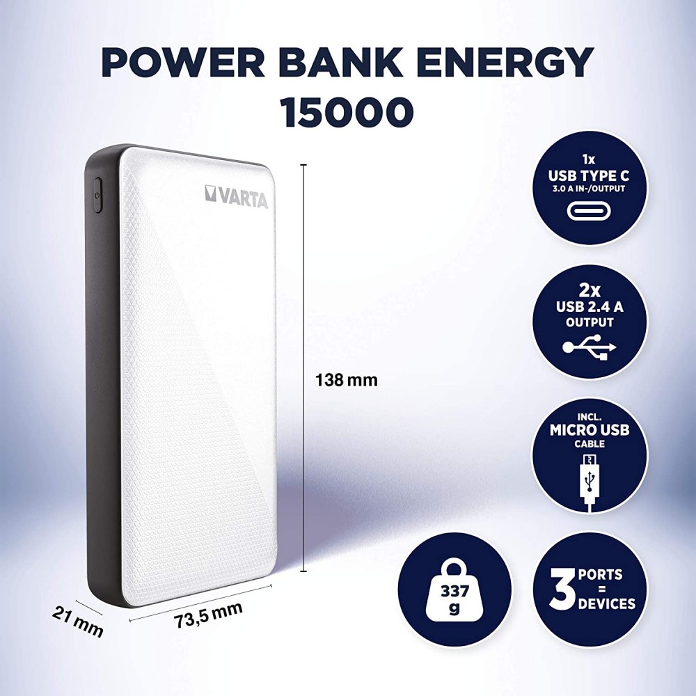 Cargador portátil Varta Power Bank 15000 mmAh 2...