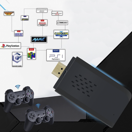 Consola inalámbrica GAMEPAD Stick Juegos incluidos 4K Ultra HD con 2 mandos