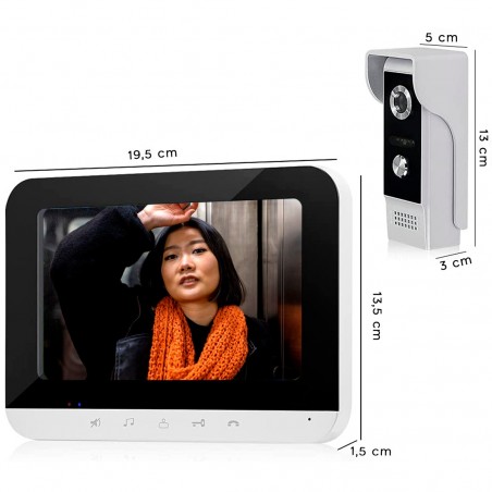 Videoportero Wi-Fi unifamiliar con monitor TFT LCD 7" cámara de visión nocturna