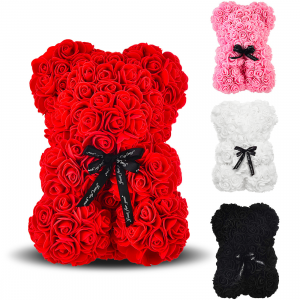 Oso de peluche de rosas artificiales H23cm con caja Idea...