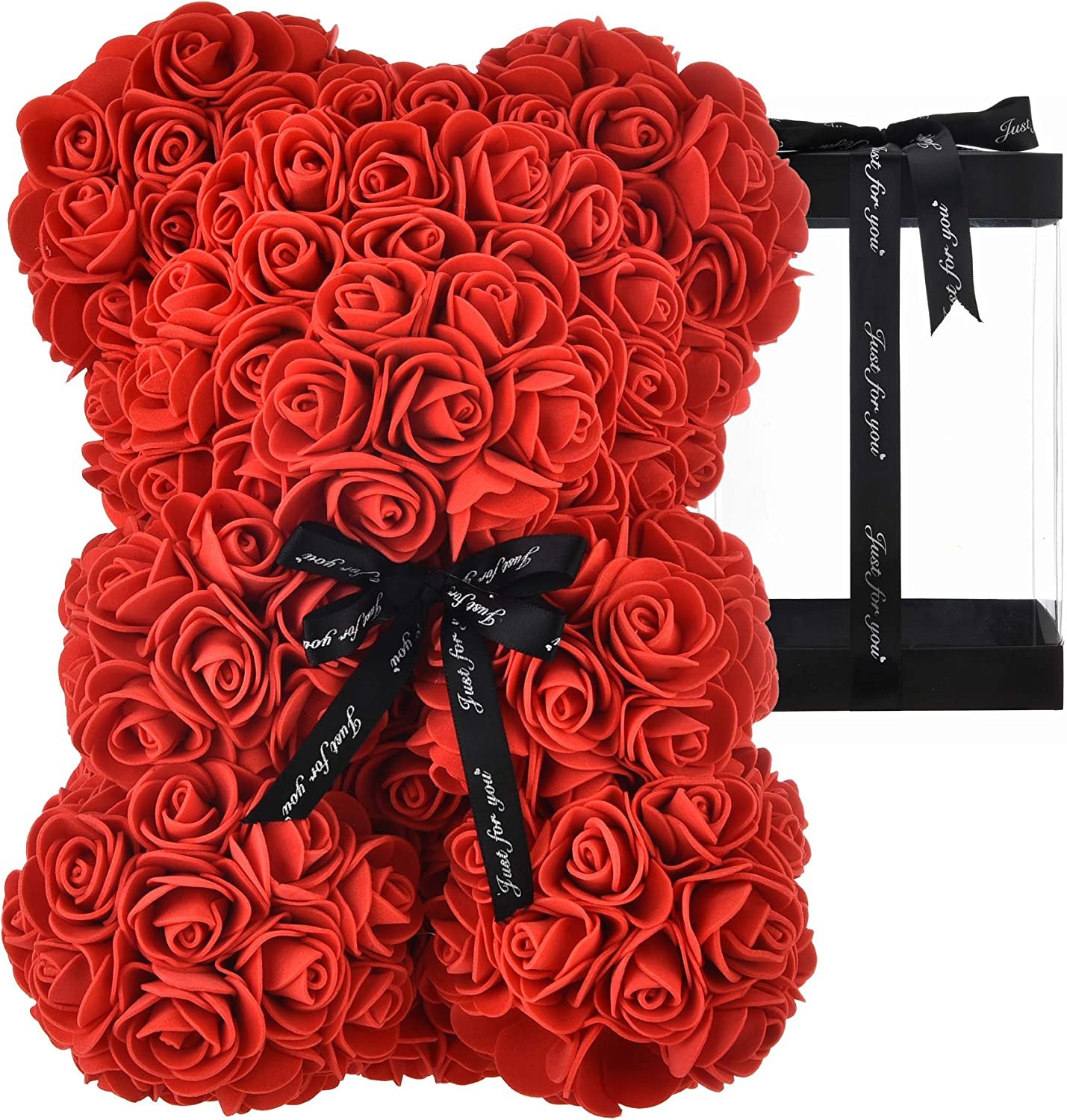 Oso de peluche de rosas artificiales H23cm con caja Idea de regalo San Valentín