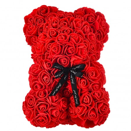 Oso de peluche de rosas artificiales H23cm con caja Idea de regalo San Valentín