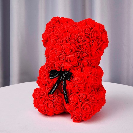 Oso de peluche de rosas artificiales H23cm con caja Idea de regalo San Valentín