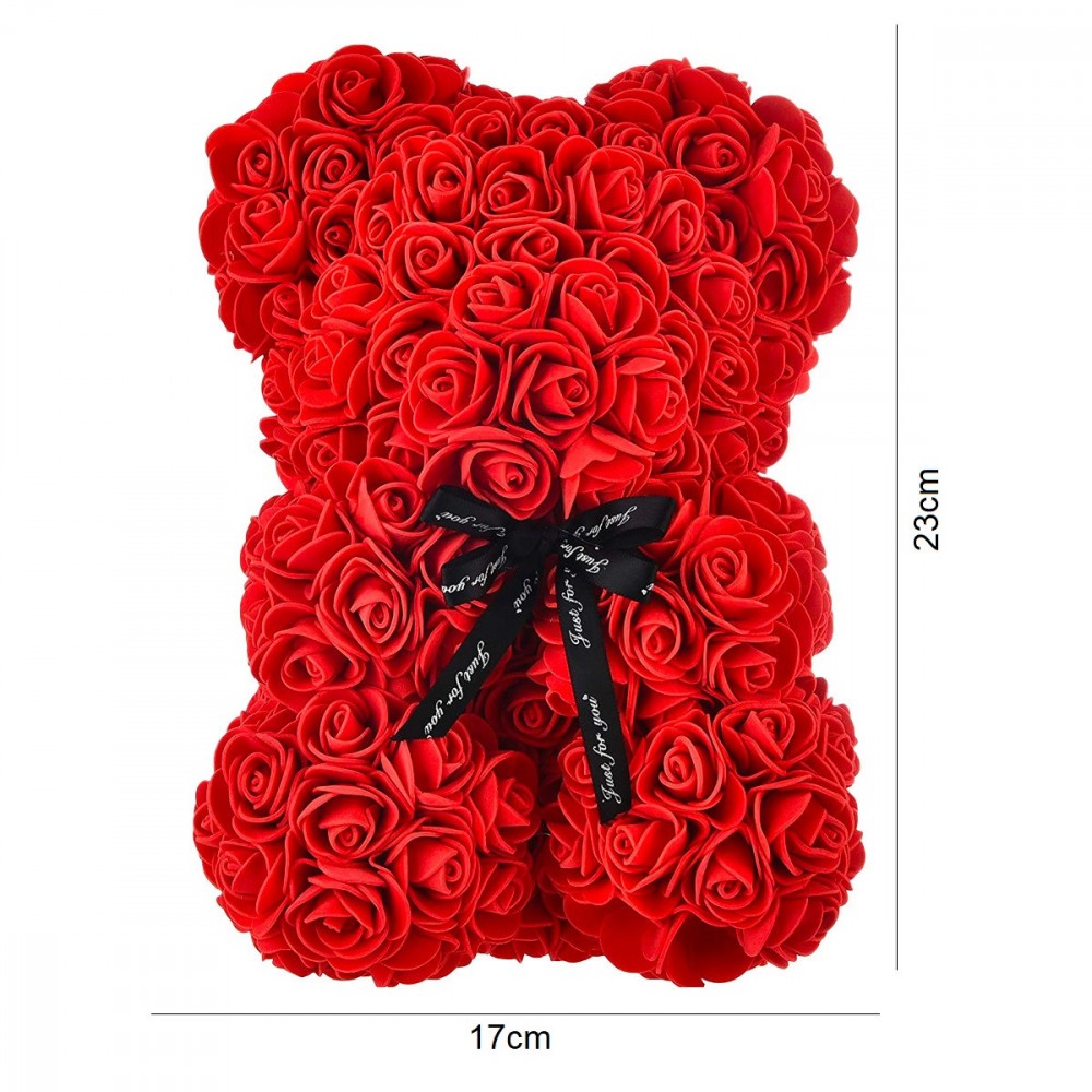 Oso de peluche de rosas artificiales H23cm con...