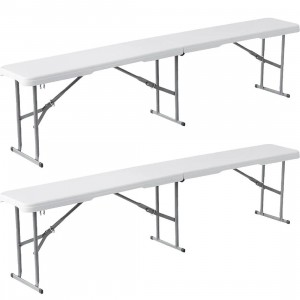 Pack de 2 bancos plegables de plástico blanco para picnic...