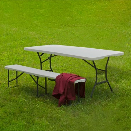 Pack de 2 bancos plegables de plástico blanco para picnic y camping