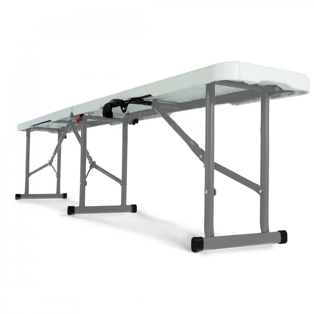 Pack de 2 bancos plegables de plástico blanco...