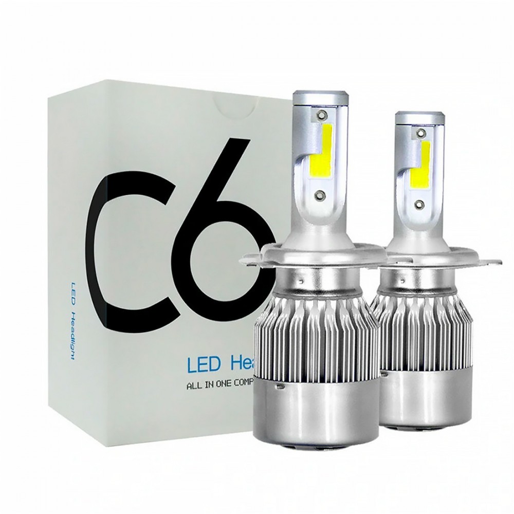 Par de bombillas LED H4 C6 para faros de coche y moto 3800LM 36W