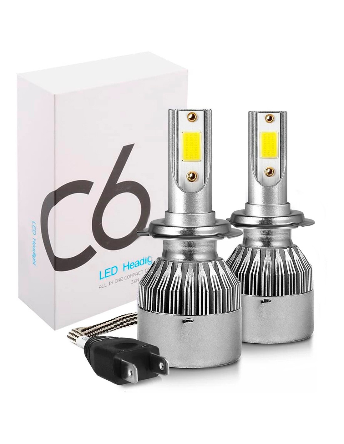 PAR DE BOMBILLAS DE RECAMBIO H7 32W DE ALTO BRILLO BLANCO FRIO LED PARA  FAROS DE COCHE