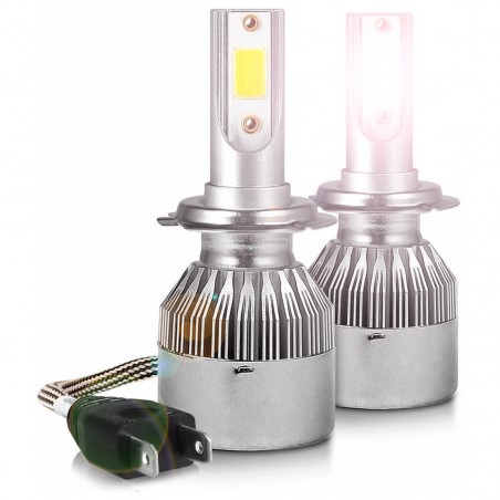 Par de bombillas LED H7 C6 para faros de coche y moto 3800LM 36W luz blanca