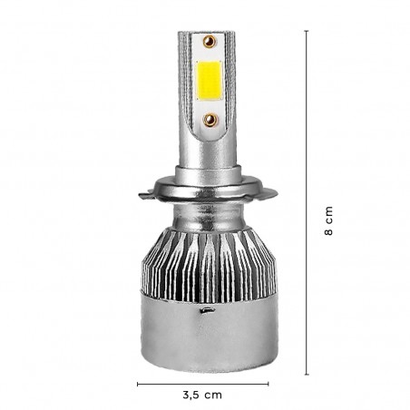 Par de bombillas LED H7 C6 para faros de coche y moto 3800LM 36W luz blanca