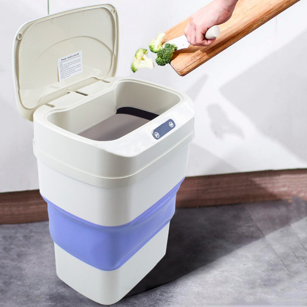 Cubo de basura plegable automático con sensor...