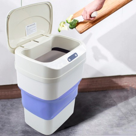 Cubo de basura plegable automático con sensor infrarrojo inteligente
