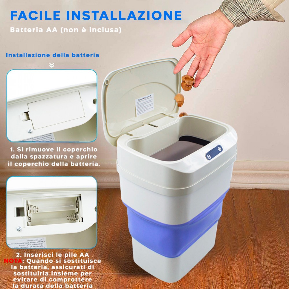 Cubo de basura plegable automático con sensor...