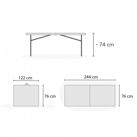 Juego de mesa y banco plegables de plástico blanco para jardín, camping, bar