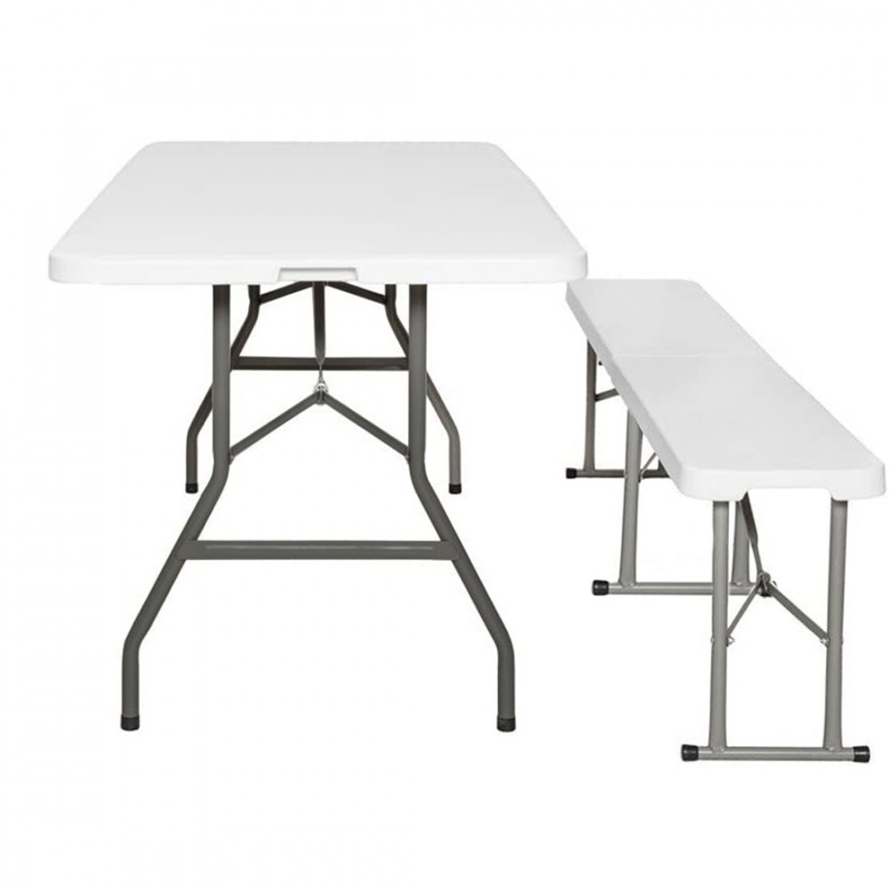 Juego de mesa y banco plegables de plástico...