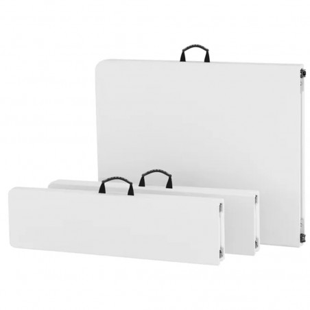 Juego de mesa 2 bancos plegables de plástico blanco para jardín, camping, bar