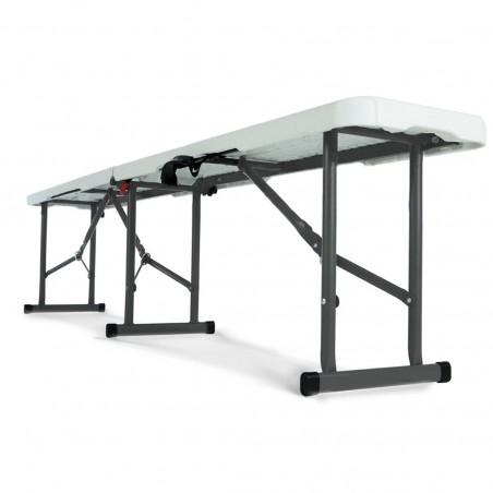 Juego de mesa 2 bancos plegables de plástico blanco para jardín, camping, bar