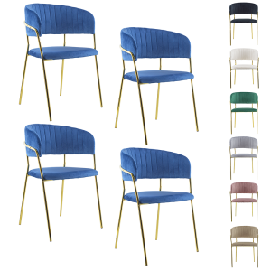Set de 4 Sillas de comedor DAFNE sillón terciopelo Diseño...