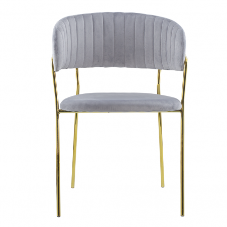 Set de 4 Sillas de comedor DAFNE sillón terciopelo Diseño estructura Dorada