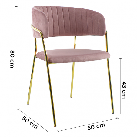 Set de 4 Sillas de comedor DAFNE sillón terciopelo Diseño estructura Dorada