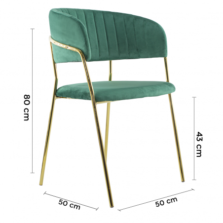 Conjunto 2 Sillas de comedor DAFNE sillón de terciopelo Diseño Estructura Dorada