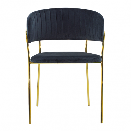 Conjunto 2 Sillas de comedor DAFNE sillón de terciopelo Diseño Estructura Dorada