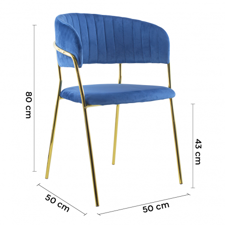 Conjunto 2 Sillas de comedor DAFNE sillón de terciopelo Diseño Estructura Dorada