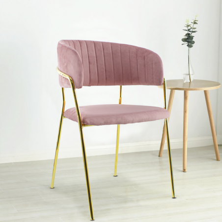 Conjunto 2 Sillas de comedor DAFNE sillón de terciopelo Diseño Estructura Dorada