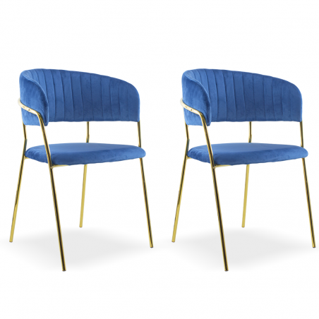 Conjunto 2 Sillas de comedor DAFNE sillón de terciopelo Diseño Estructura Dorada