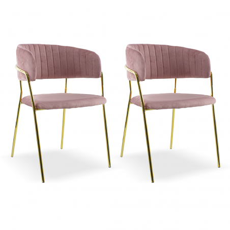 Conjunto 2 Sillas de comedor DAFNE sillón de terciopelo Diseño Estructura Dorada