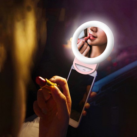 Selfie Ring Light Smartphone con abrazadera Flash LED RGB portátil Ring Light