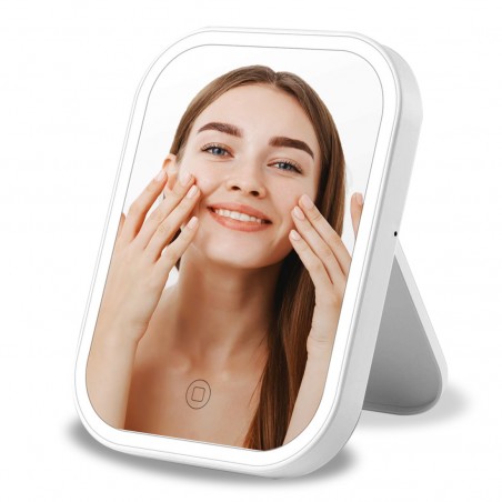 Espejo cosmético para maquillaje Luz LED blanca Maquillaje Recargable y portátil