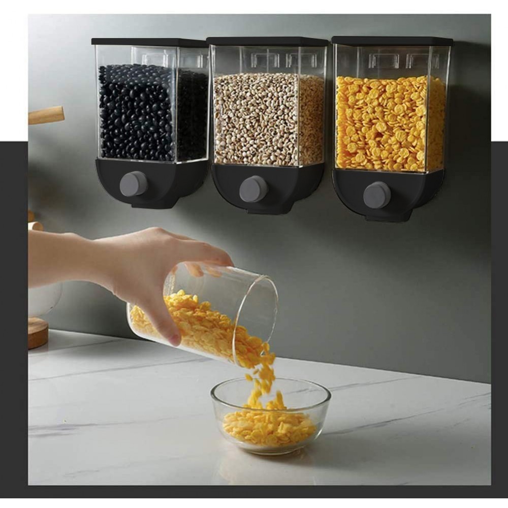 210245 Envase dispensador de cereales Negro 1,5Kg para cereales y
