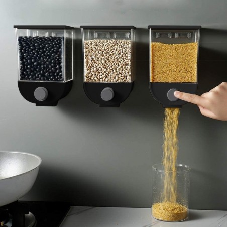 210245 Envase dispensador de cereales Negro 1,5Kg para cereales y frutos secos