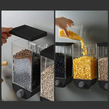 210245 Envase dispensador de cereales Negro 1,5Kg para cereales y frutos secos